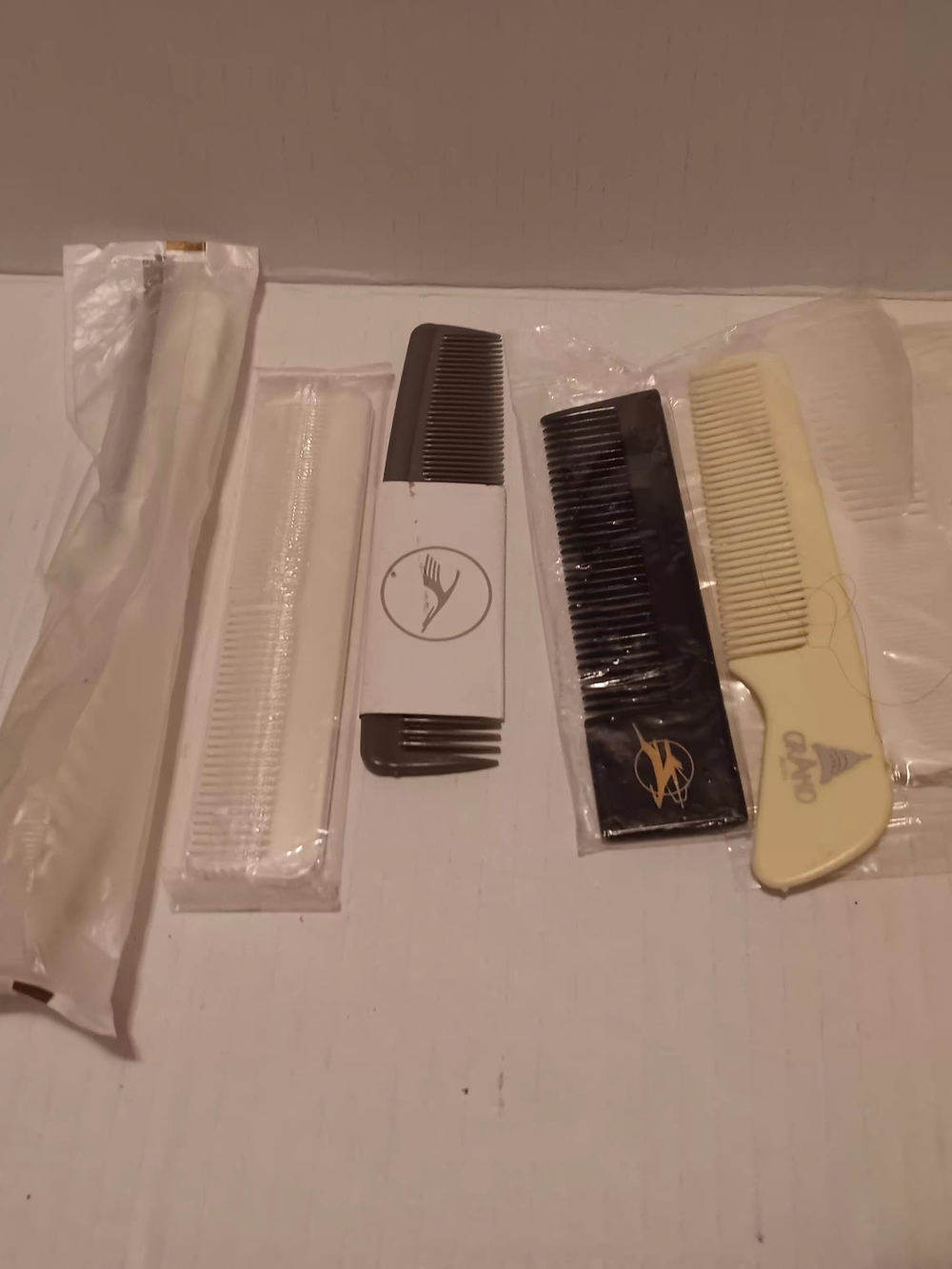 10 Vintage Hair Plastic Combs And Brushes Travel Hotel Packaged New